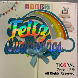 CAKE TOPPER FELIZ CUMPLEAOS FONDO CELESTE X 1